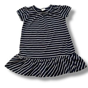 Nordstrom Baby Striped Cotton Light Dress Navy Blue 12 Months